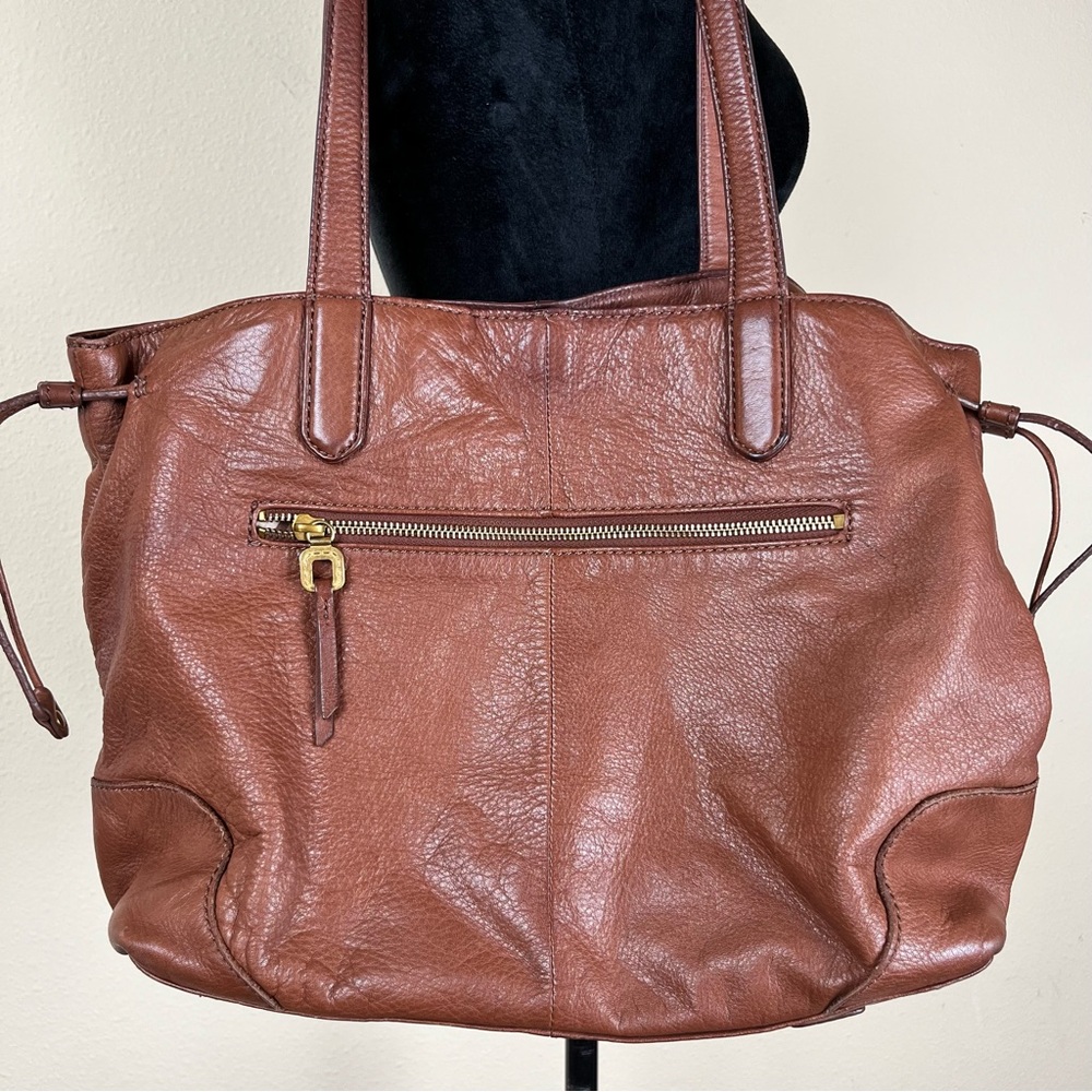 Hobo Shoulder Bag Tote Tan Leather Lined Hidden Magnetic/Cinch Closure Pockets